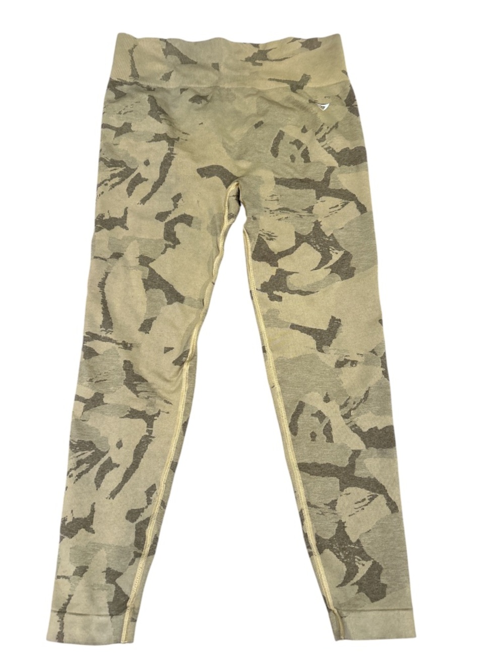 Gymshark Camo Seamless Yellow/ Tan Leggings Size XXL Athleisure Yoga Casual